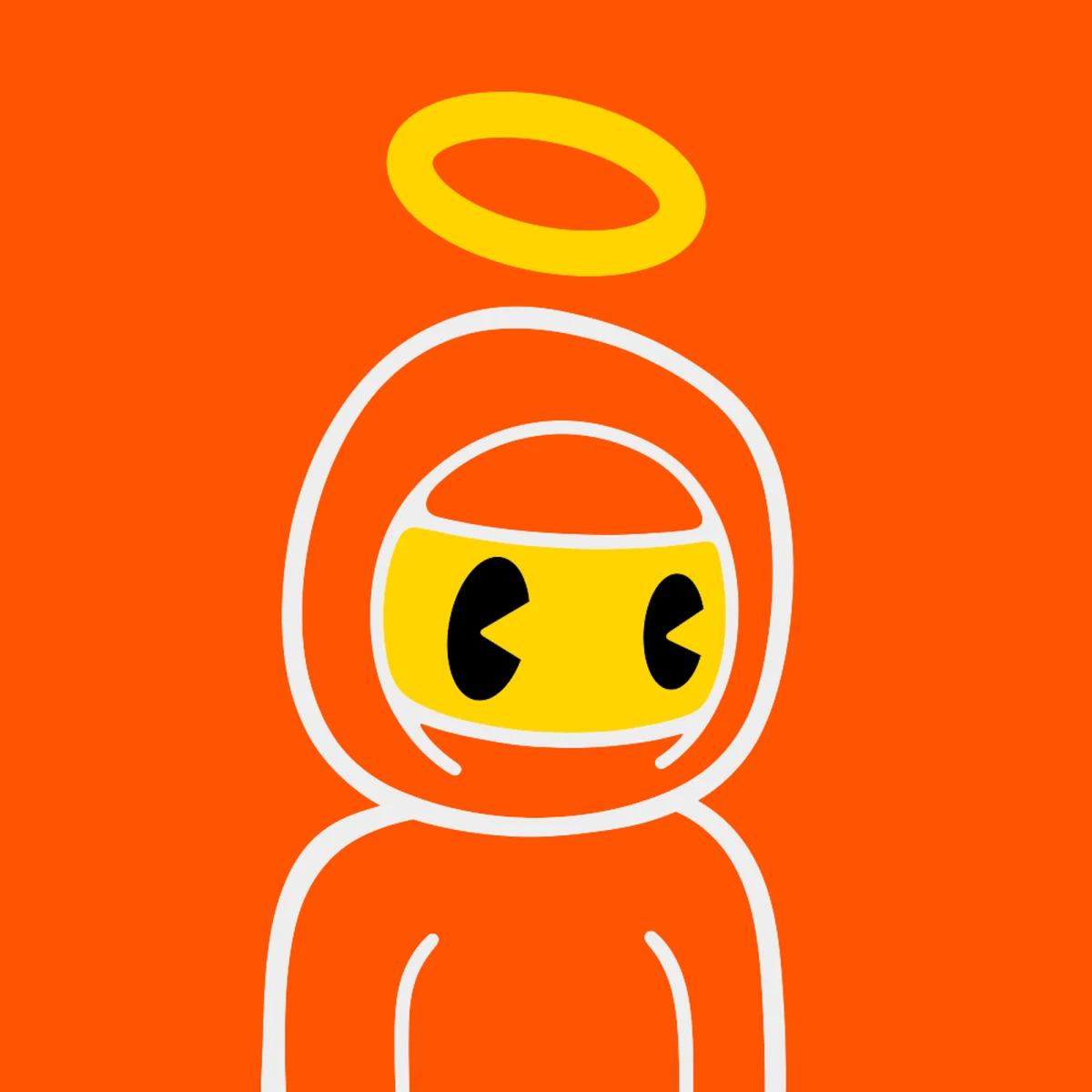 Pizza Ninja #1 angel artwork with a yellow mask and halo on an orange background