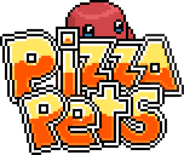Pizza Pets pixel-art wordmark for the Bitcoin on-chain game